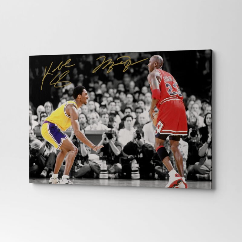 Kobe Bryant and Michael Jordan with Autograph Canvas Wall Art - Image 2