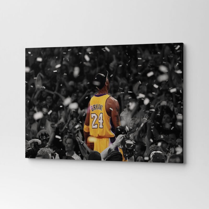 Kobe Bryant celebration Black & White Canvas Wall Art - Image 2