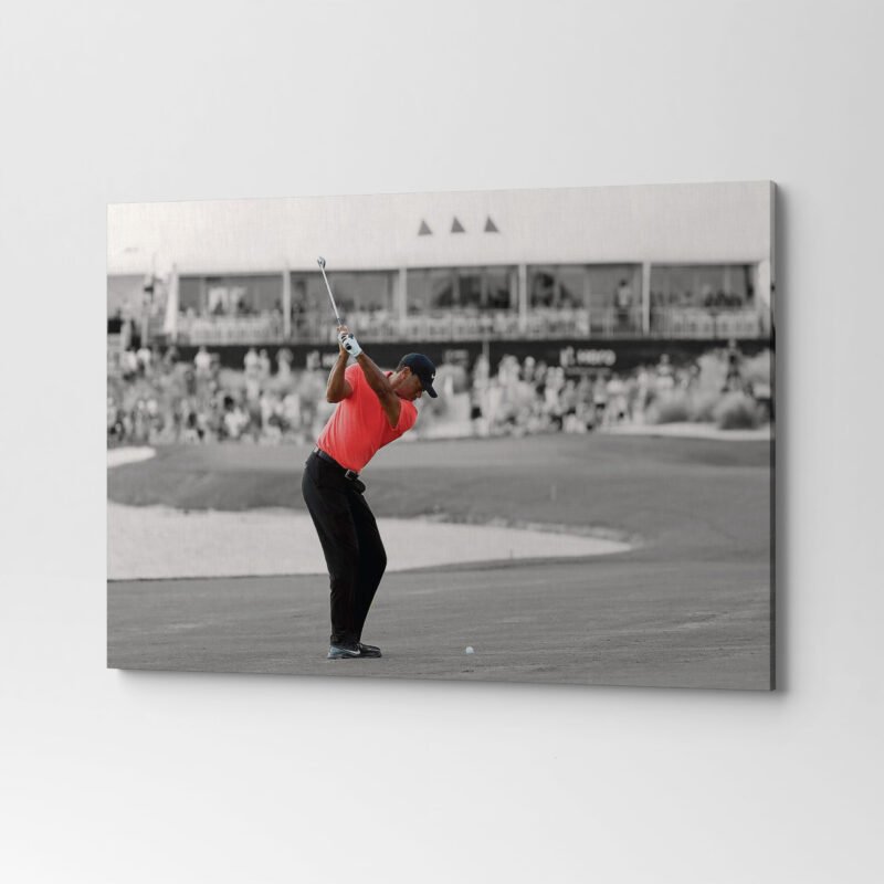 Tiger Woods hits his approach shot Canvas Wall Art - Image 2