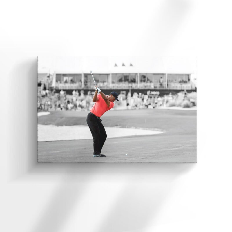 Tiger Woods hits his approach shot Canvas Wall Art - Image 3