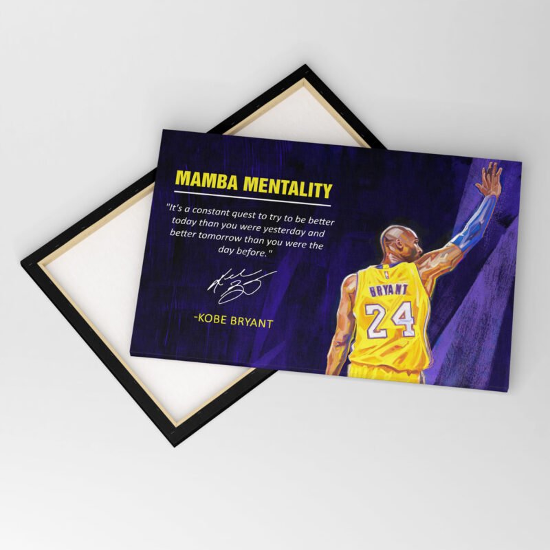 Mamba Mentality "It's a constant quest to try" Quote Blue Canvas Wall Art - Image 4