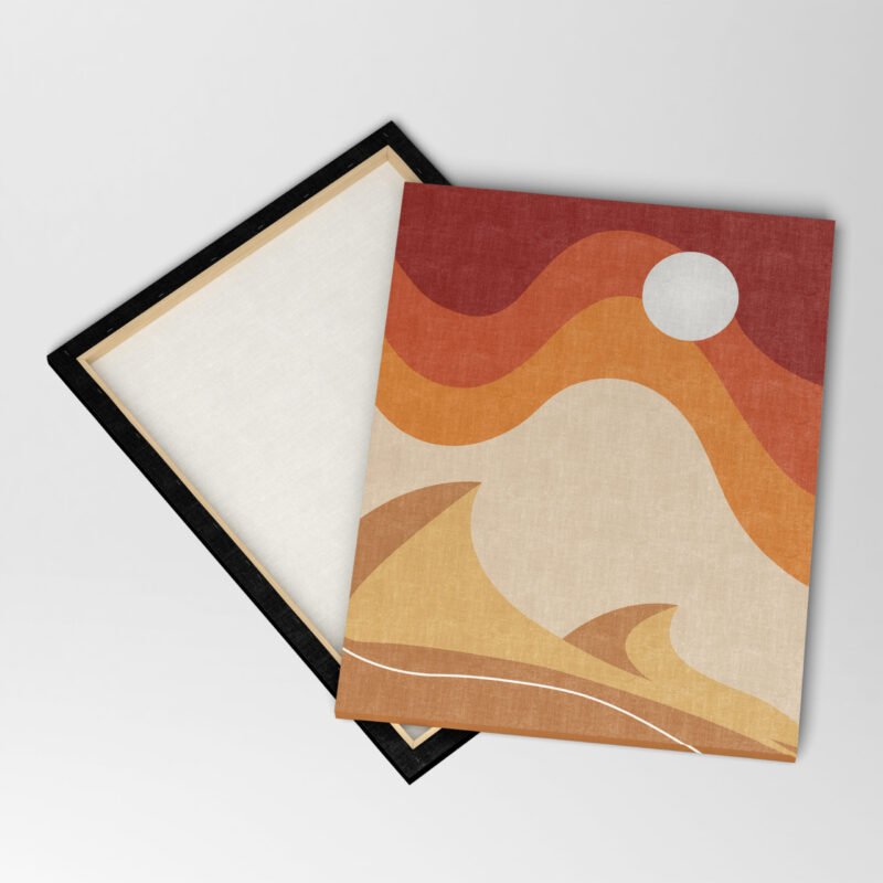 An abstract illustration of a sun and Desert Canvas Wall Art - Image 4