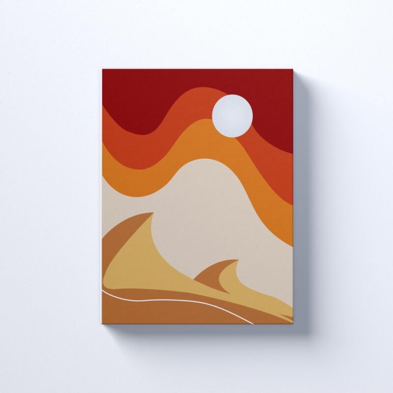 An abstract illustration of a sun and Desert Canvas Wall Art - Image 2