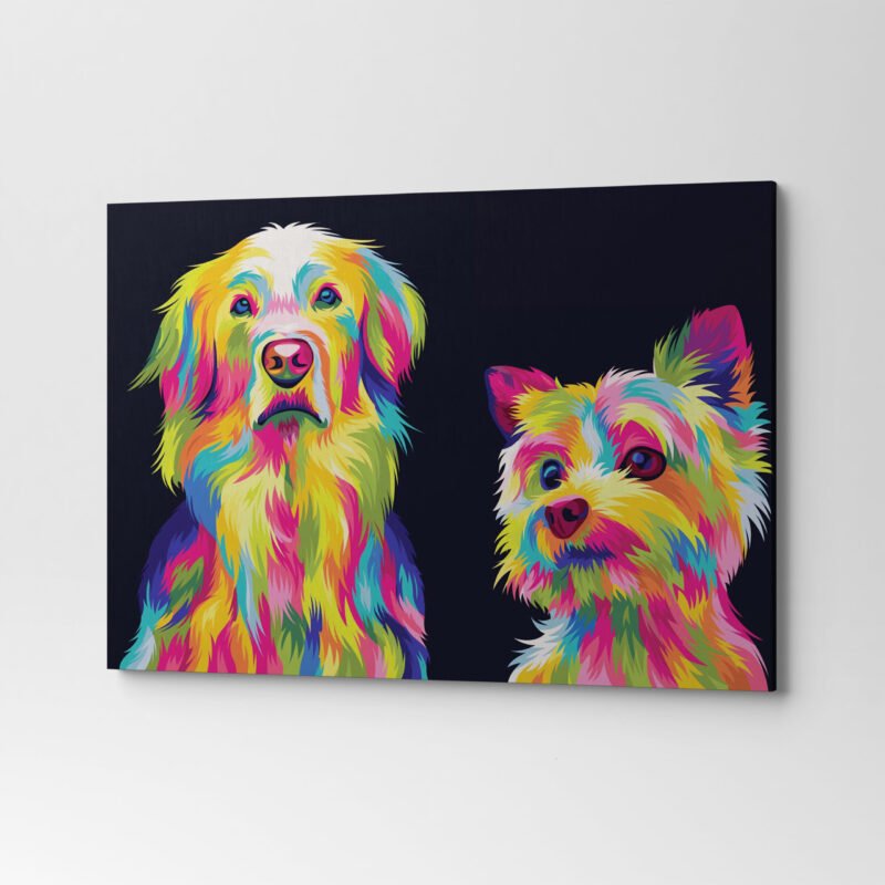 Vector Pop Art Pets illustrations Canvas Wall Art - Image 3