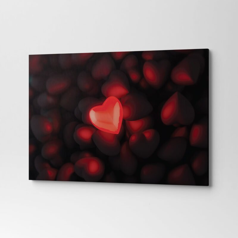 Background with illuminated Heart for Valentine Canvas Wall Art - Image 3