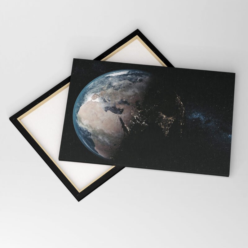 Epic spin planet earth galaxy night satellite view Canvas Wall Art - Image 4