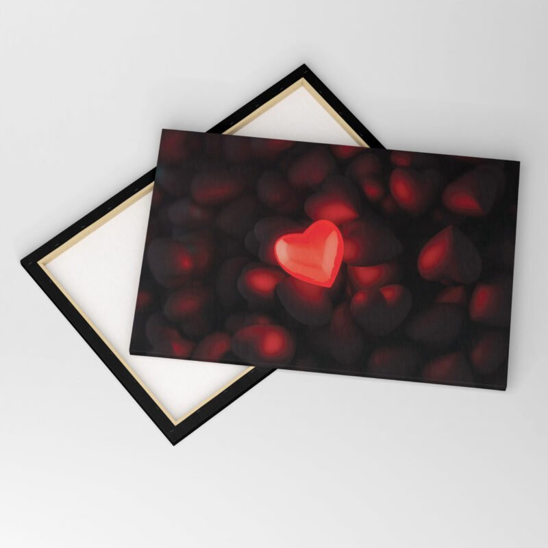 Background with illuminated Heart for Valentine Canvas Wall Art - Image 4