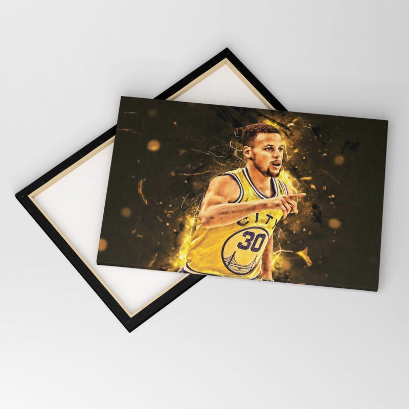 Stephen Curry in Yellow Uniform Canvas Wall Art - Image 4