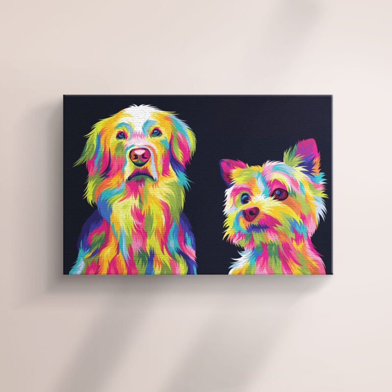 Vector Pop Art Pets illustrations Canvas Wall Art - Image 2