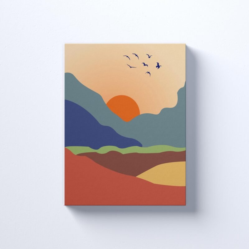 Abstract Mountain Aesthetic Background Canvas Wall Art - Image 2