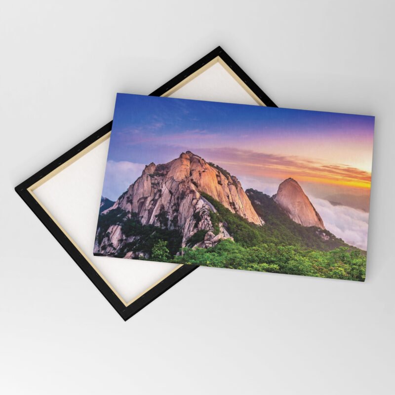 Mountains is Covered by Morning Fog and Sunrise Canvas Wall Art - Image 4