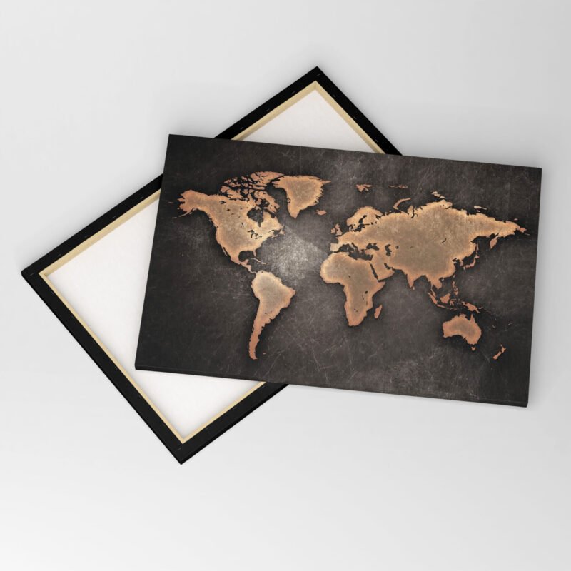 Brown Color Grunge World Map Canvas Wall Art - Image 4