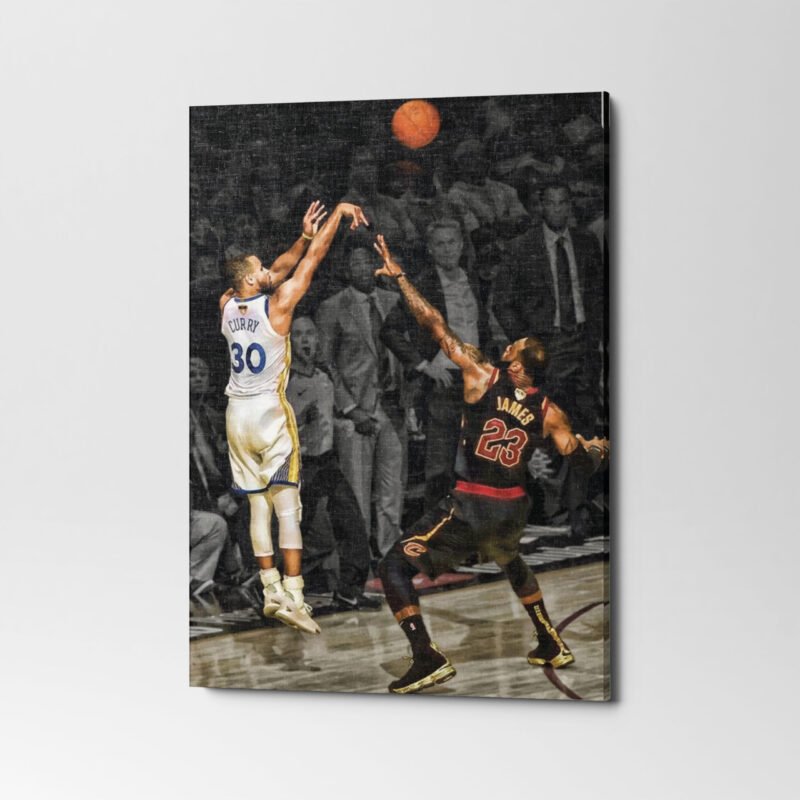Lebron James Vs Stephen Curry Canvas Wall Art - Image 4