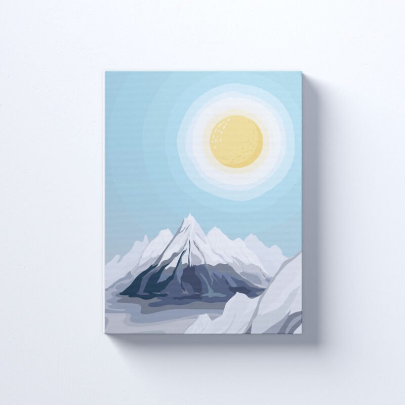 Vector Painted Mountain view illustration Canvas Wall Art - Image 2