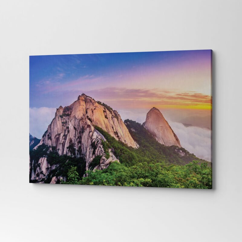 Mountains is Covered by Morning Fog and Sunrise Canvas Wall Art - Image 3