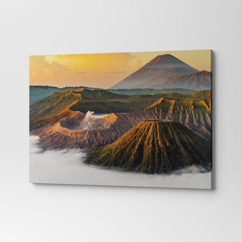 Volcano with Mist at Sunset Canvas Wall Art - Image 3