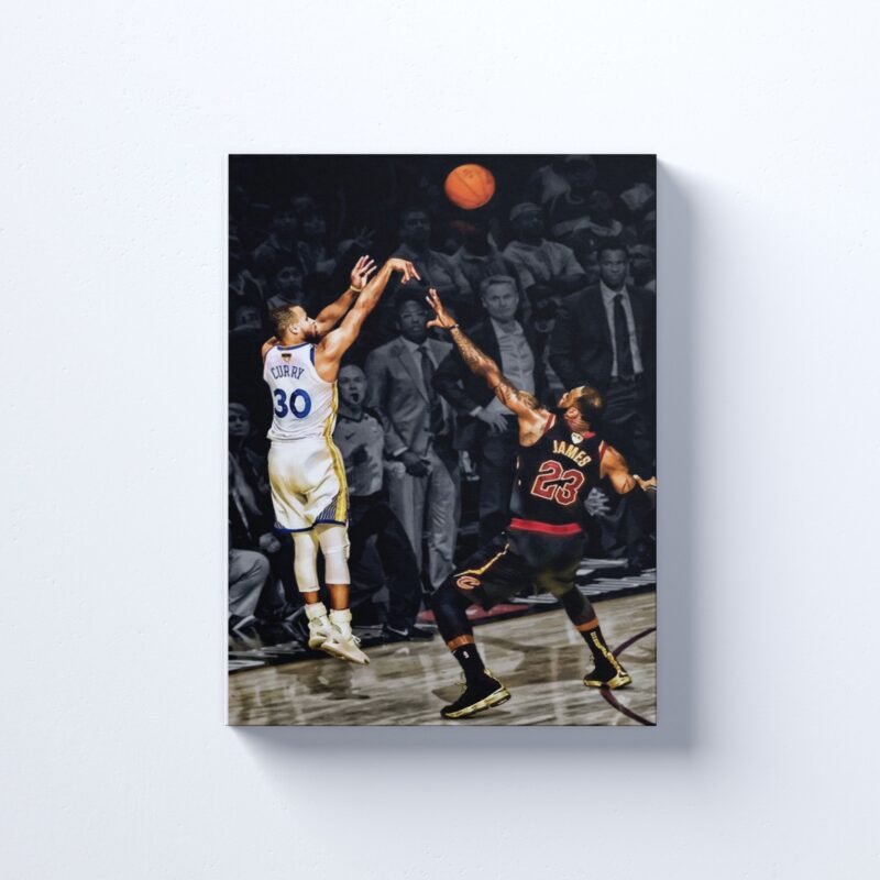 Lebron James Vs Stephen Curry Canvas Wall Art - Image 3