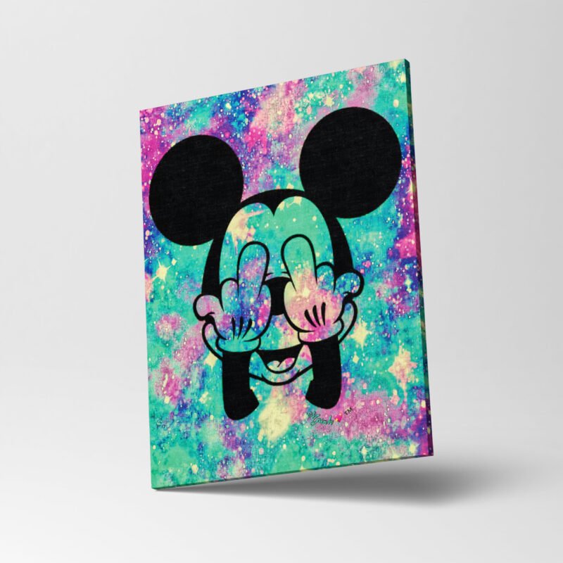 Funny Stitch Mickey Mouse Canvas Wall Art