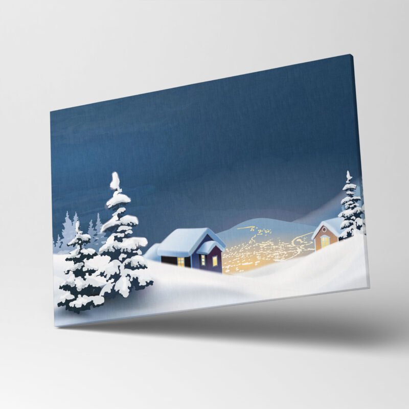 Illustration of a winter landscape Canvas Wall Art