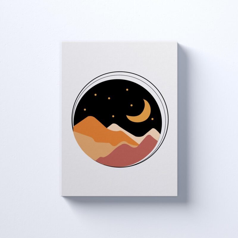 Night time nature scene Moon and Stars Canvas Wall Art - Image 2