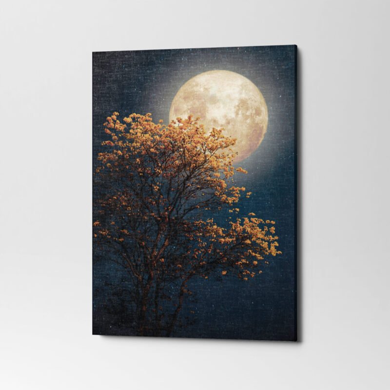 Beautiful Tree Yellow Flower Blossom with Milky way Star in Night Canvas Wall Art - Image 3