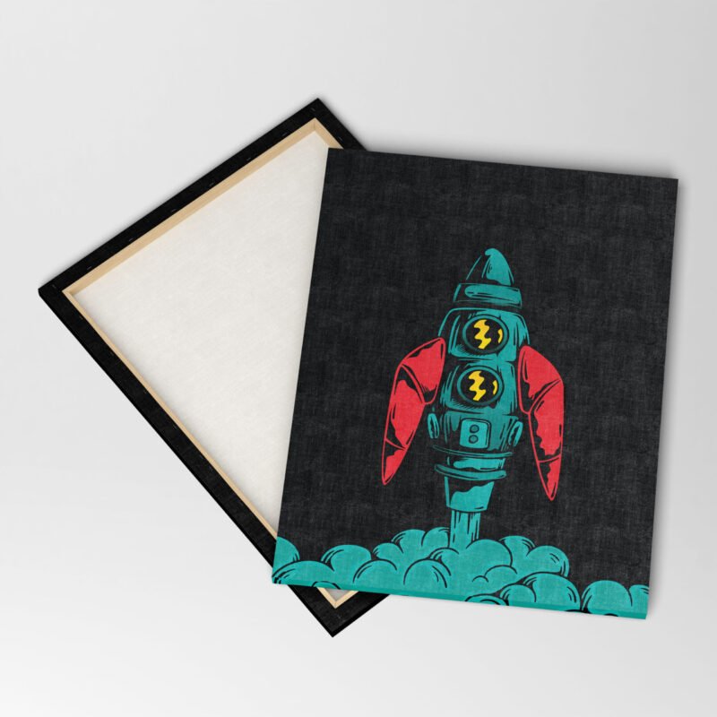 Retro Rocket Launch in Space Canvas Wall Art - Image 4