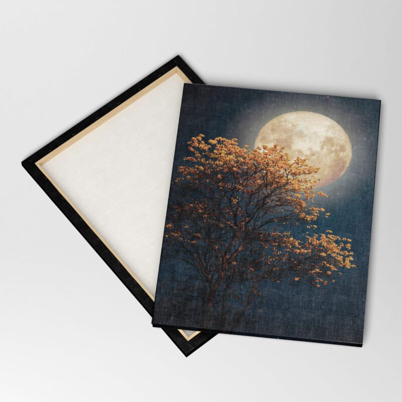 Beautiful Tree Yellow Flower Blossom with Milky way Star in Night Canvas Wall Art - Image 4