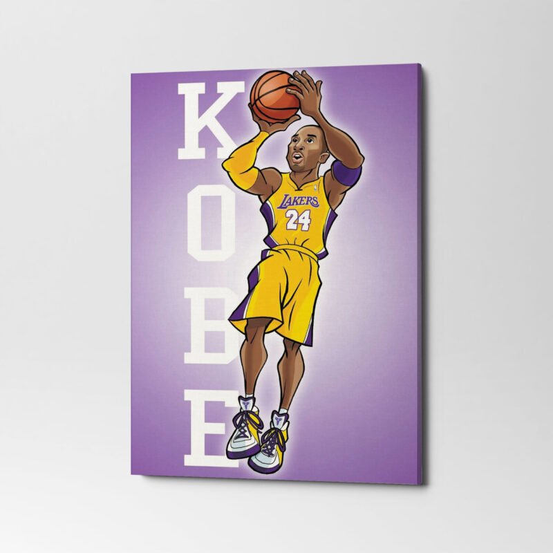 Kobe Bryant Purple Cartoon Canvas Wall Art - Image 3