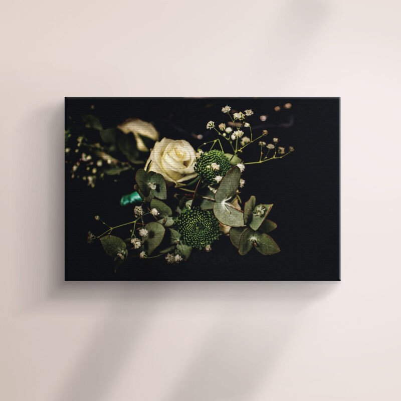 Close-up of a Decoration with White Flowers Canvas Wall Art - Image 2