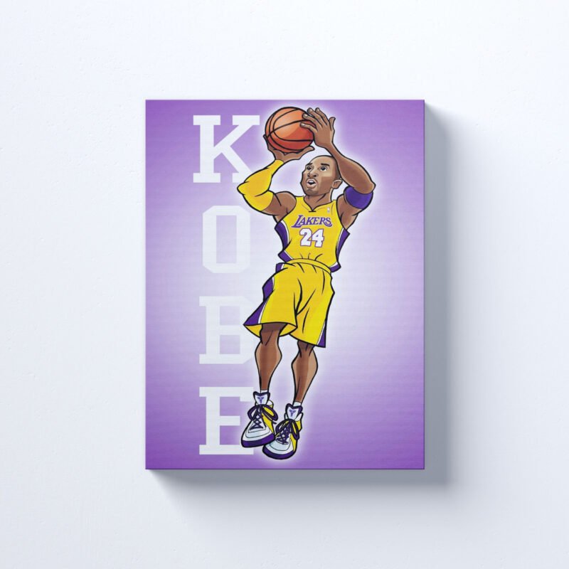 Kobe Bryant Purple Cartoon Canvas Wall Art - Image 2