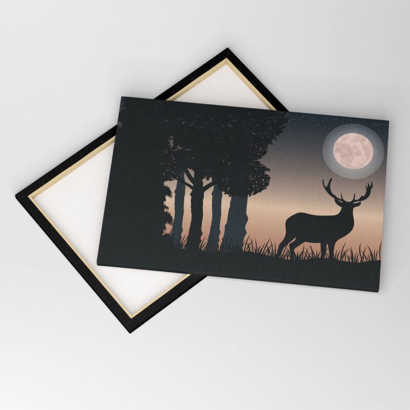 Colorful Premium Silhouette Deer Forest Canvas Wall Art - Image 4