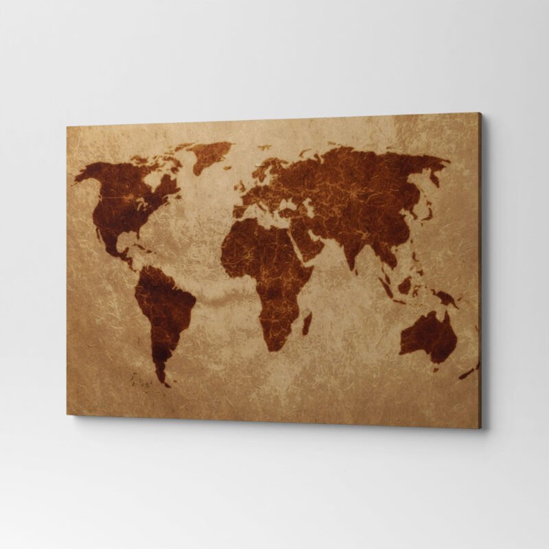 Brown Color Vintage World Map Canvas Wall Art - Image 3