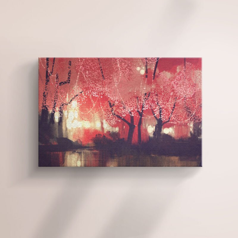 Night Scene of Autumn Forest Canvas Wall Art - Image 2
