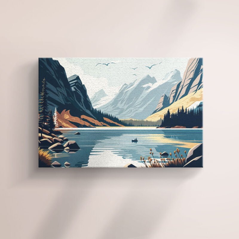 Mountain landscape Lake in the Highlands Canvas Wall Art - Image 2