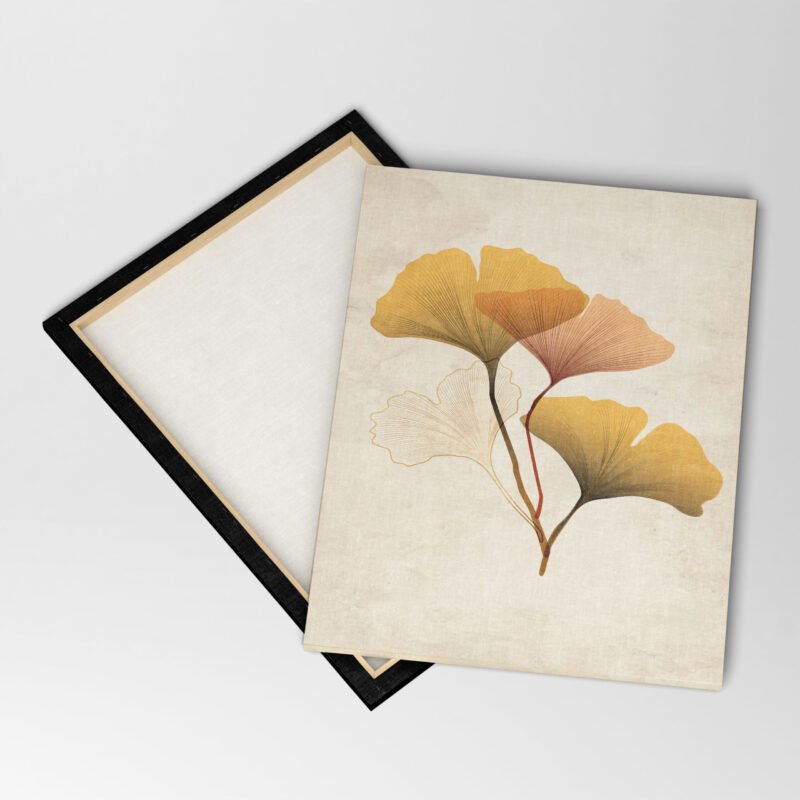 Modern Gold and Dry Ginkgo Canvas Wall Art - Image 4