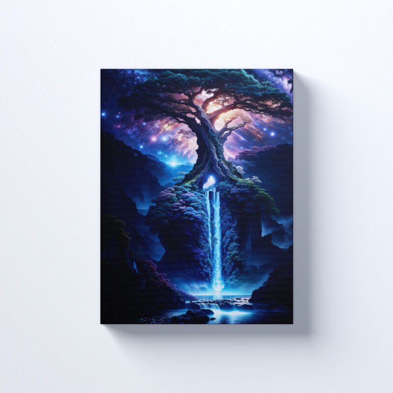 A Magical Tree of Life in Outer Space Canvas Wall Art - Image 2
