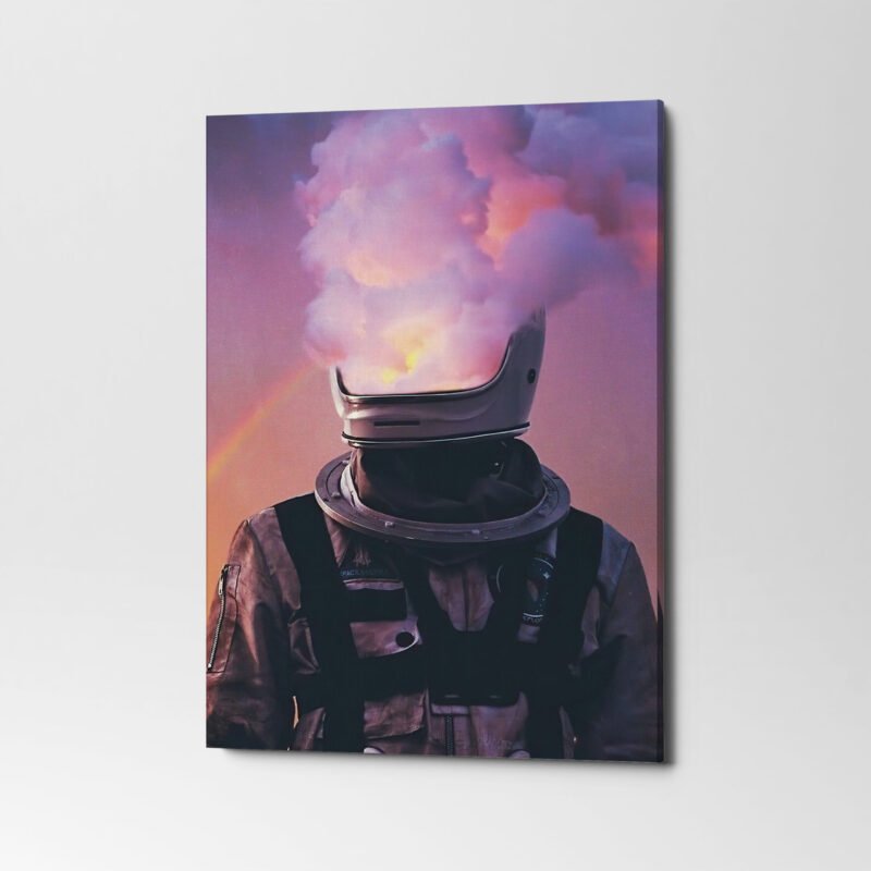 Astronaut and Smoke Helmet Canvas Wall Art - Image 3