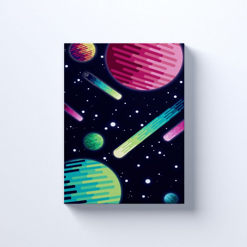A Colorful Space Background With Planets And Stars Canvas Wall Art - Image 2