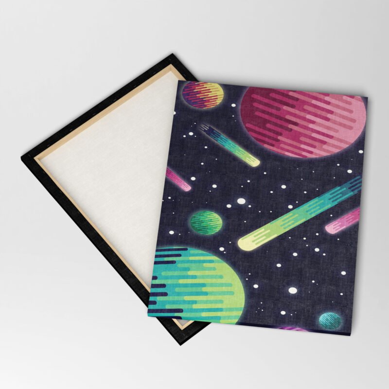 A Colorful Space Background With Planets And Stars Canvas Wall Art - Image 4