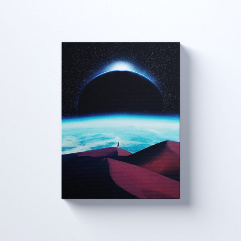 Digital Earth and Moon with Desert Canvas Wall Art - Image 2