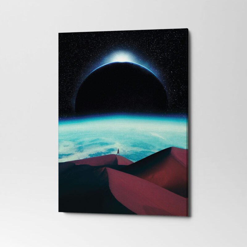 Digital Earth and Moon with Desert Canvas Wall Art - Image 3
