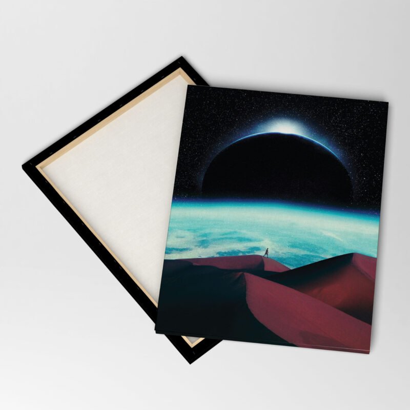 Digital Earth and Moon with Desert Canvas Wall Art - Image 4