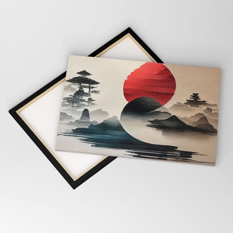 Landscape illustration Japanese Watercolor Wash Painting Canvas Wall Art - Image 4