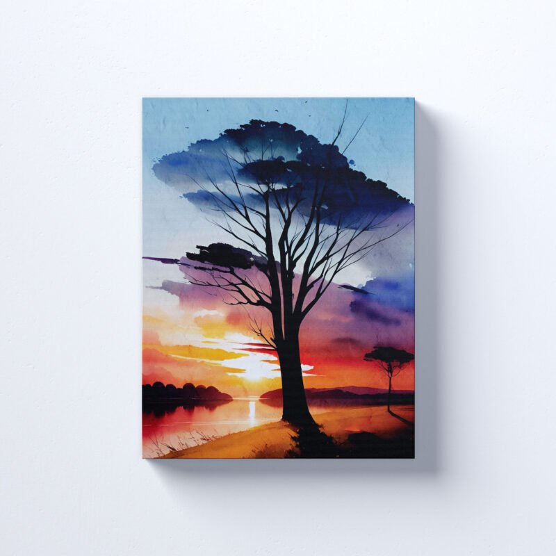 Sunset Painting Moody Impasto sun Colorful Canvas Wall Art - Image 2