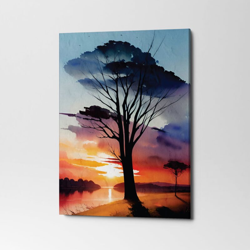 Sunset Painting Moody Impasto sun Colorful Canvas Wall Art - Image 3