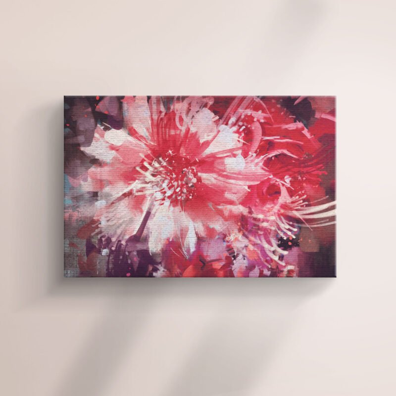 Beautiful Autumn Red Flowers Canvas Wall Art - Image 2