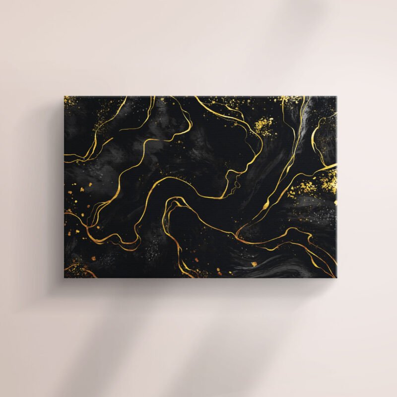 Black and Golden Marble Background Canvas Wall Art - Image 2