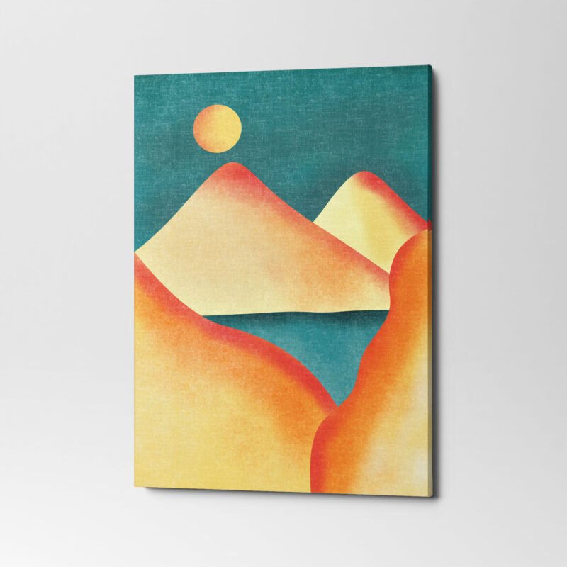 Vector Mountains with Sun Nature Canvas Wall Art - Image 3