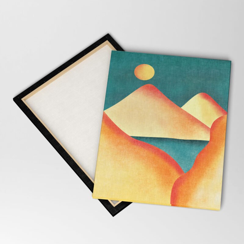 Vector Mountains with Sun Nature Canvas Wall Art - Image 4