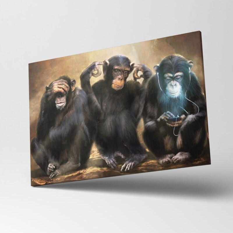 Three Wise Funny Cool Monkeys Canvas Wall Art